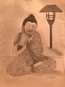 Brenda  1  Meditation, garden ornament, graphite sticks. 10.20.jpg